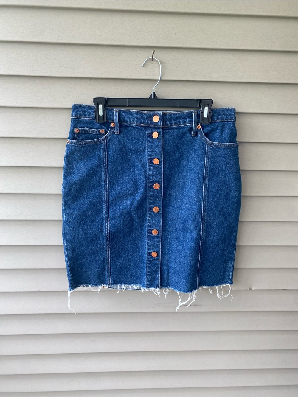 GAP Dark Blue Button-Front Denim Skirt